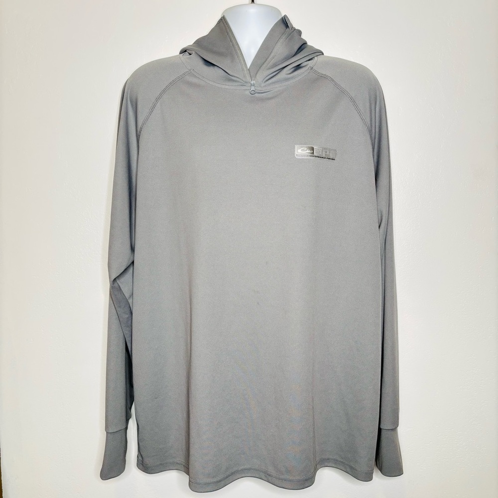 Drake Performance Hooded Fishing Shirt Gray 2XL Long Sleeve